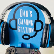 Load image into Gallery viewer, wooden gaming station stand for controller and headset