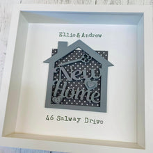 Load image into Gallery viewer, personalised new home gift within a frame with new home text and family name