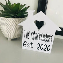 Load image into Gallery viewer, freesanding house with your family name and established since your choice of year