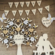 Load image into Gallery viewer, golden wedding rustic style framed personalised gift