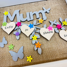 Load image into Gallery viewer, personalised family tree frame for mum with names on hearts