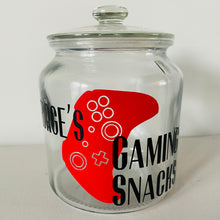 Load image into Gallery viewer, glass personalised gaming snack jar with controller image