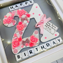 Load image into Gallery viewer, personalised framed 21st birthday gift with lights