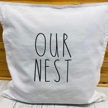 Load image into Gallery viewer, white cushion cover measuring 50cm x 50 cm with your choice of word on