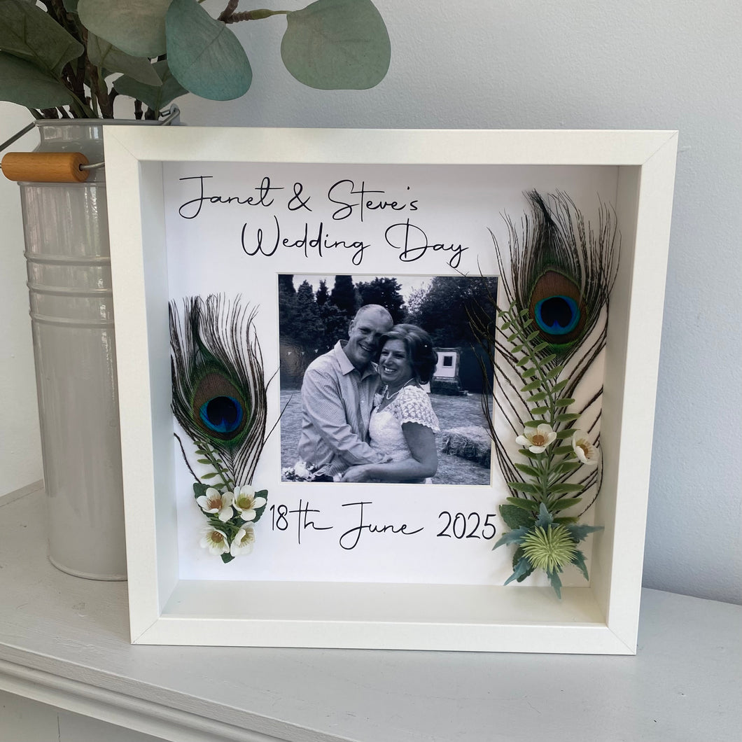 Personalised Peacock Feather Photo Frame