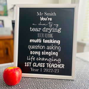 Framed Teacher Poem