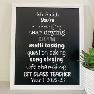 Framed Teacher Poem