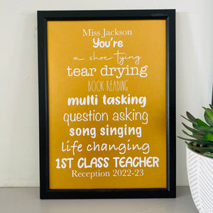 Framed Teacher Poem