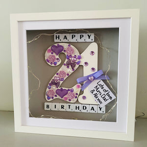 personalised framed 21st birthday gift with lights