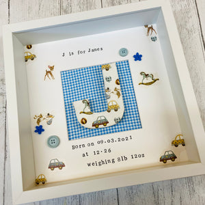 new baby personalised frame with initial in the middle