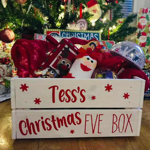 personalised wooden christmas eve crate painted