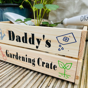 wooden personalised gardening crate