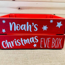 Load image into Gallery viewer, personalised wooden christmas eve crate painted
