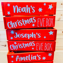 Load image into Gallery viewer, personalised wooden christmas eve crate painted
