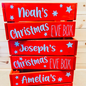 personalised wooden christmas eve crate painted