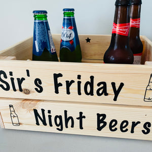 personalised wooden drinks storage crate for teacher