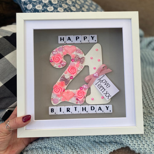 personalised framed 21st birthday gift with lights