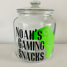 Load image into Gallery viewer, glass personalised gaming snack jar with controller image
