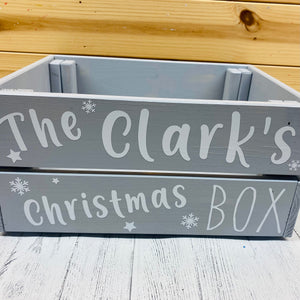 personalised wooden christmas eve crate painted