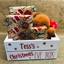 Load image into Gallery viewer, personalised wooden christmas eve crate painted
