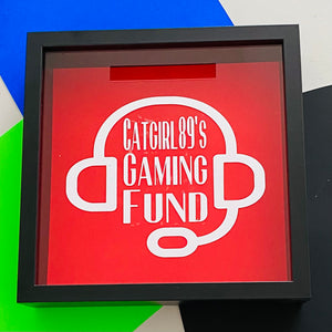 personalised gaming fund money box frame