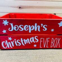 Load image into Gallery viewer, personalised wooden christmas eve crate painted
