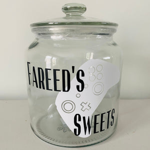 glass personalised gaming snack jar with controller image