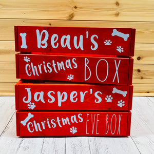 painted wooden crate christmas eve crate for pets personalised