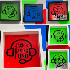 personalised gaming fund money box frame