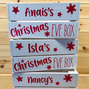 personalised wooden christmas eve crate painted