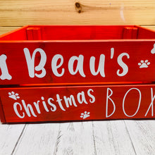 Load image into Gallery viewer, painted wooden crate christmas eve crate for pets personalised
