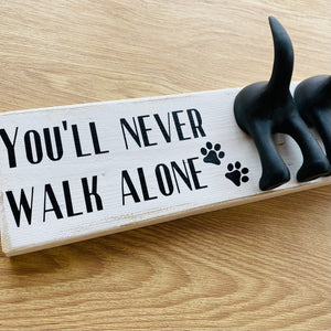 wooden plaque you'll never walk alone dog lead hook with dog tail hooks