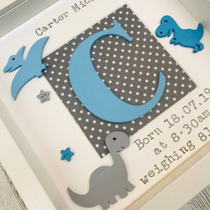 Dinosaur Themed Personalised Baby Boy Frame