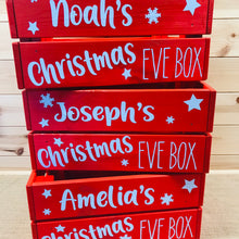 Load image into Gallery viewer, personalised wooden christmas eve crate painted
