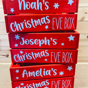 personalised wooden christmas eve crate painted