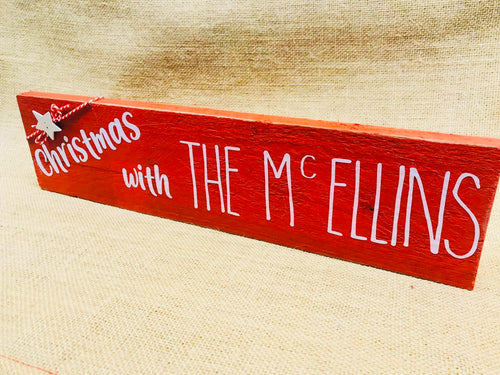 personalised christmas with the family name sign