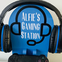 Load image into Gallery viewer, wooden gaming station stand for controller and headset
