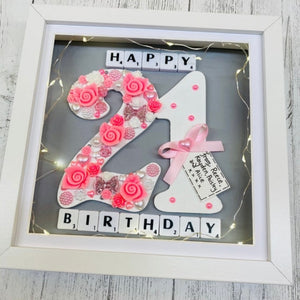 personalised framed 21st birthday gift with lights