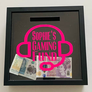 personalised gaming fund money box frame