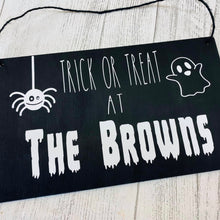 Load image into Gallery viewer, Personalised Halloween Trick or Treat Sign
