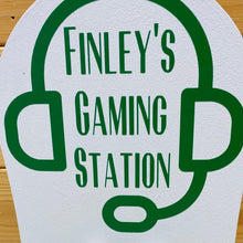 Load image into Gallery viewer, wooden gaming station stand for controller and headset
