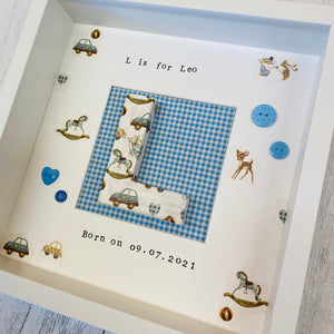 new baby personalised frame with initial in the middle