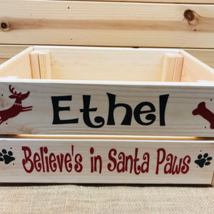 painted wooden crate christmas eve crate for pets personalised