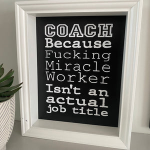 funny coach gift with offensive word in black and white