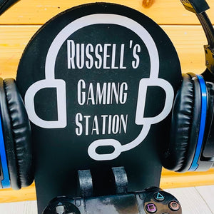 wooden gaming station stand for controller and headset