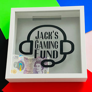 personalised gaming fund money box frame