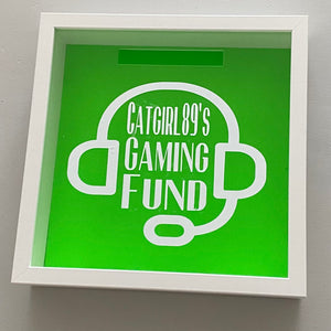 personalised gaming fund money box frame