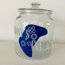 Load image into Gallery viewer, glass personalised gaming snack jar with controller image
