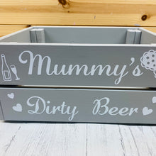 Load image into Gallery viewer, personalised wooden crate to fill with pamper treats with your choice of text
