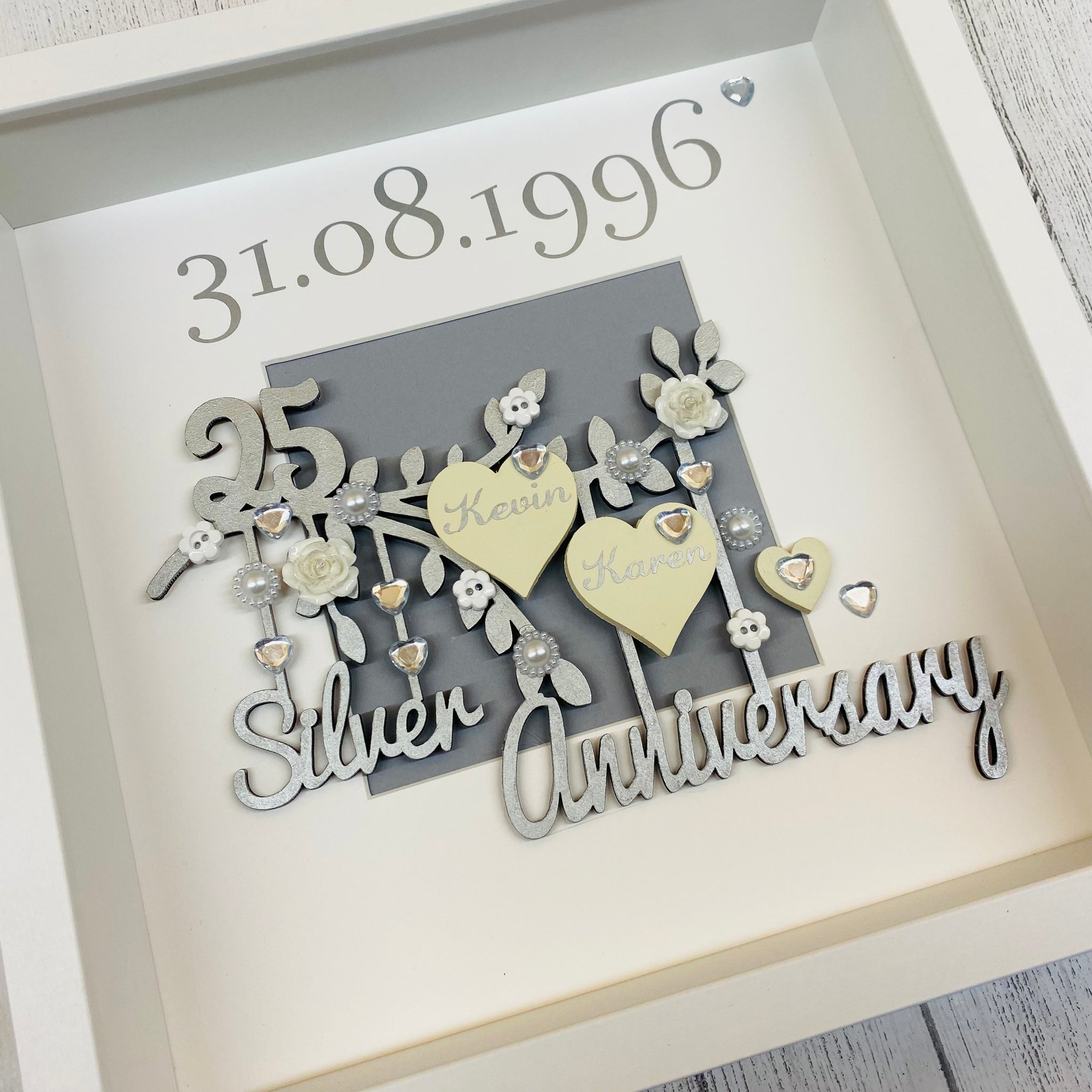Personalised 25th Silver Wedding Anniversary Wrapping Paper ADD NAMES & DATE